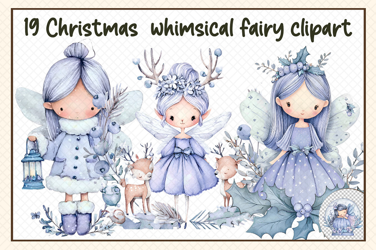 Christmas  whimsical fairy clipart, an Illustration by cherrydesign (Photo 1 of 3)