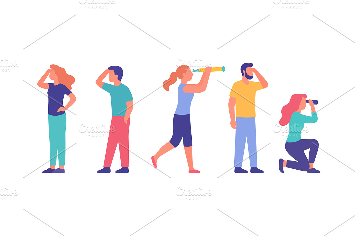Group of people looking forward and, an Object Illustration by GraphiShop