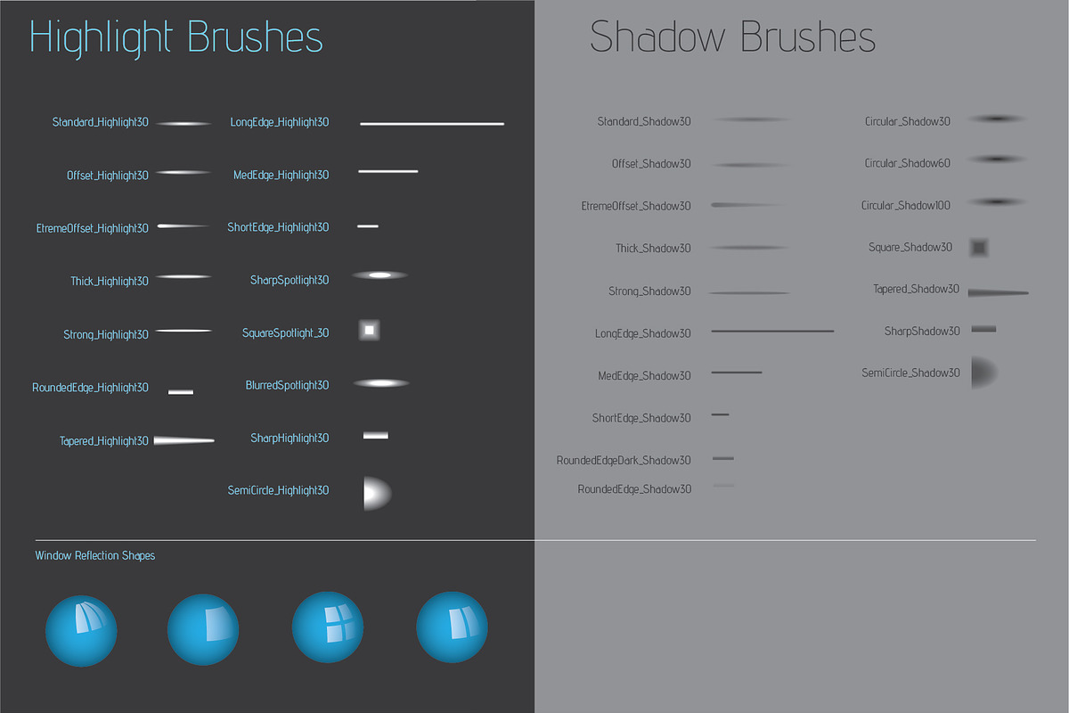 Highlight & Shadow Vector Brushes, a Brush Add-On by Industrial Artworks (Photo 2 of 4)