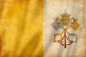 Old vintage flag of Vatican City, worn and stained, a Nature Photo by GoodGoods