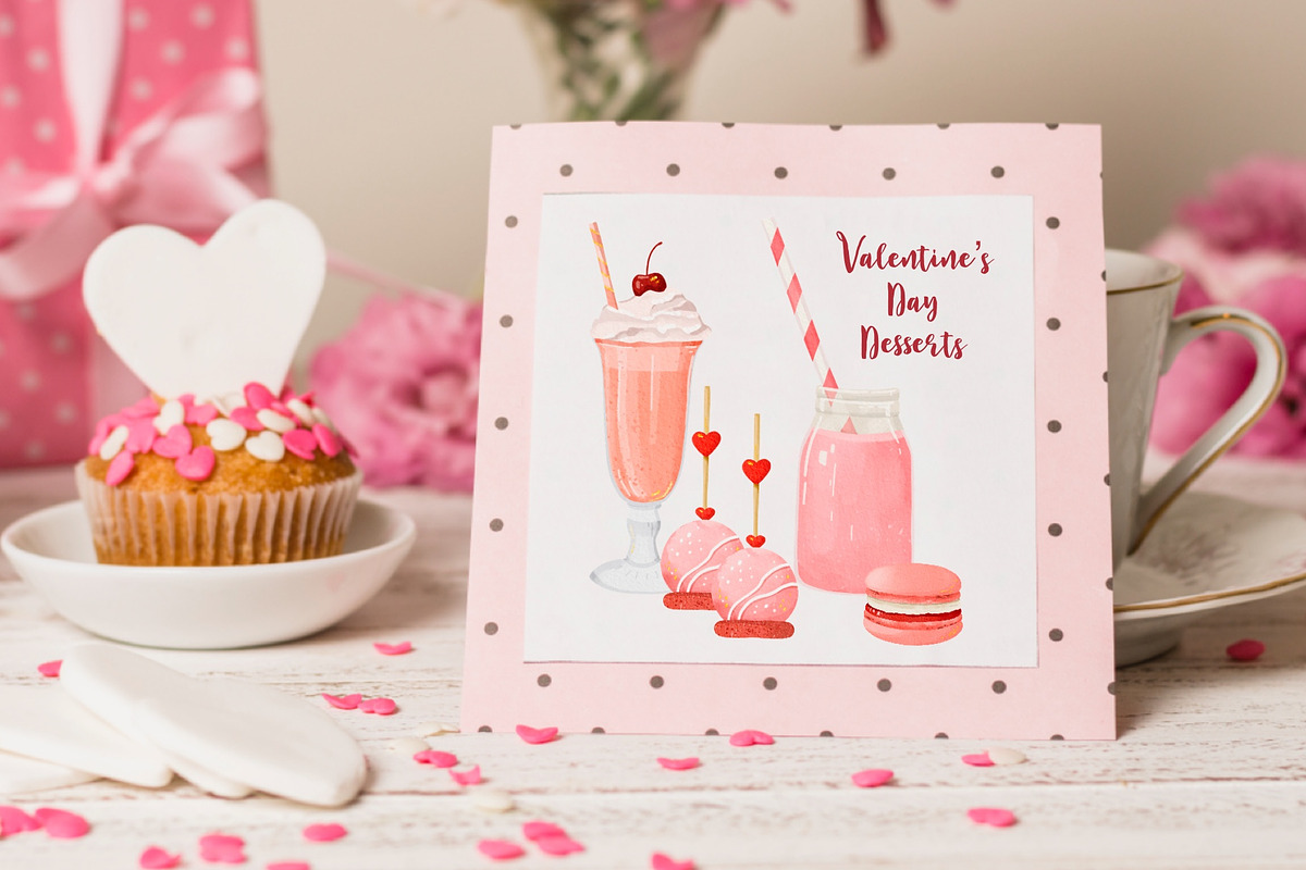 Watercolor Valentines Day Sweets, a Seasonal Illustration by ArtGiftsStudio (Photo 2 of 4)