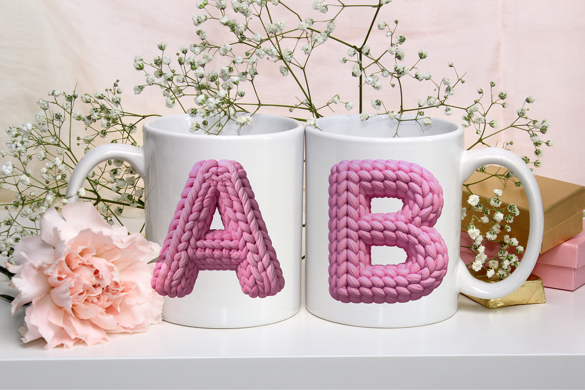 Knitted alphabet Pink yarn letters, an Object Graphic by SindyPrintDesign (Photo 2 of 4)
