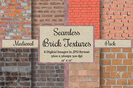 Seamless Brick Textures - Medieval, a Texture Graphic by Arthitecture Home