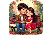 Prompt Valentine Day Couple Clipart, a Seasonal Illustration by Creative design (Thumbnail 3 of 7)