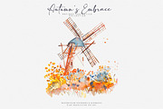 watercolor autumn scenery clipart, a Decorative Illustration by Patishop Art (Thumbnail 6 of 10)