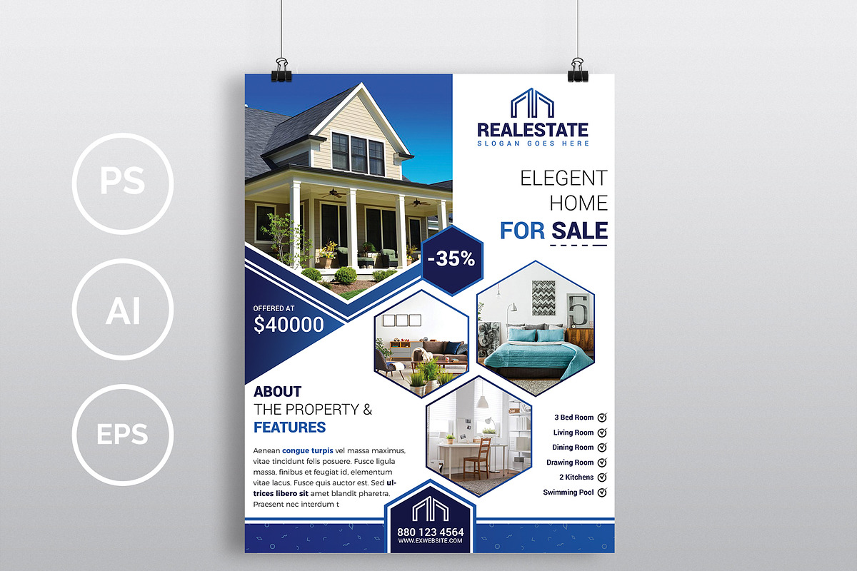 10 Real Estate Flyers Bundle 90% OFF, a Flyer Template by Imagine Design Studio (Photo 2 of 11)