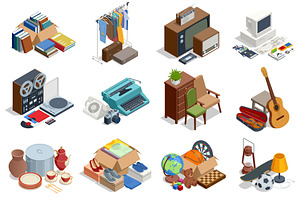 Isometric illustration of assorted, an Object Illustration by Golden Sikorka