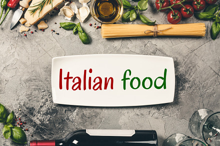 Top view of traditional italian food ingredients, a Food & Drink Photo by Natalia Klenova's Shop