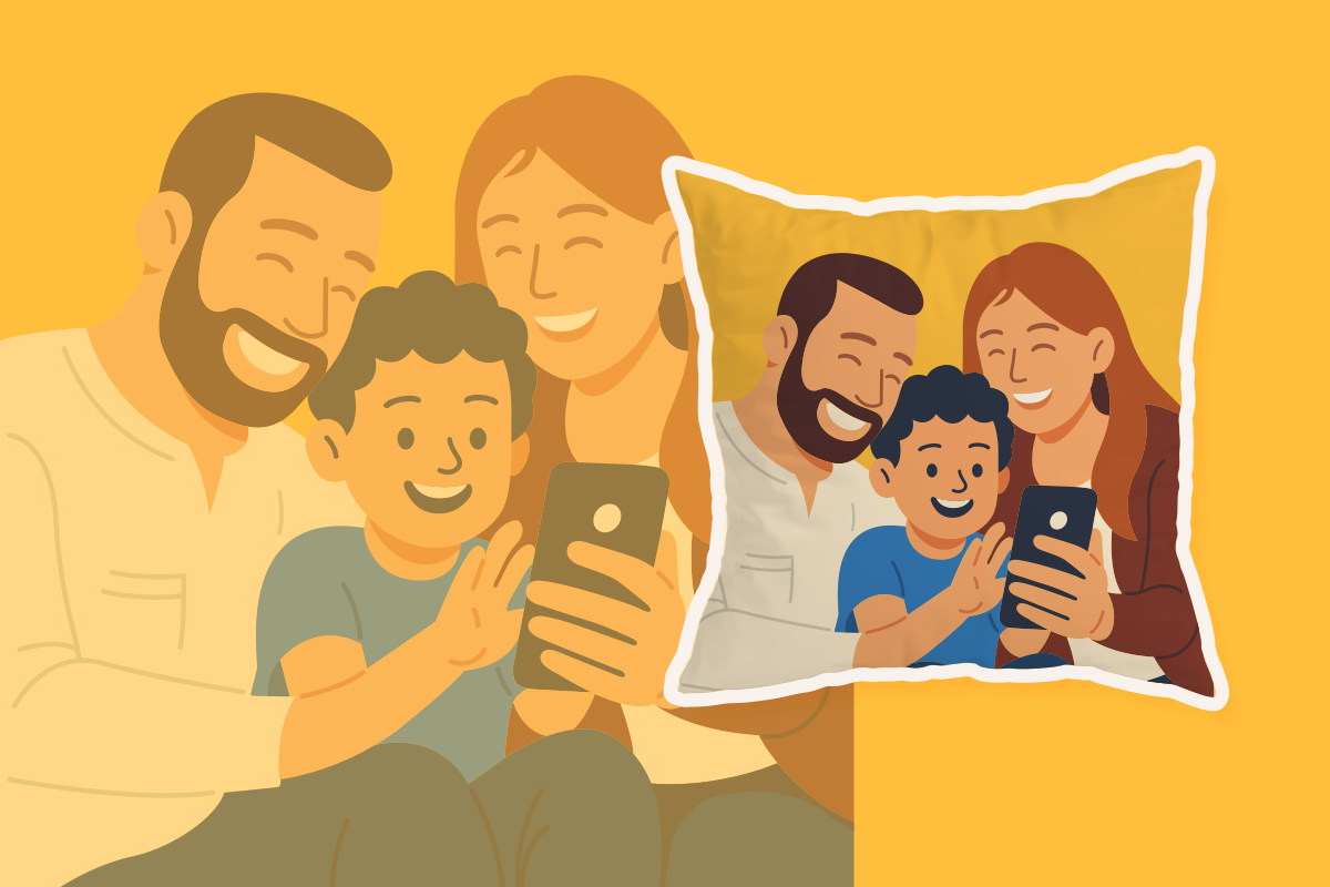 Family with a Smartphone Using Socia, a Person Illustration by Mangustudio (Photo 3 of 3)