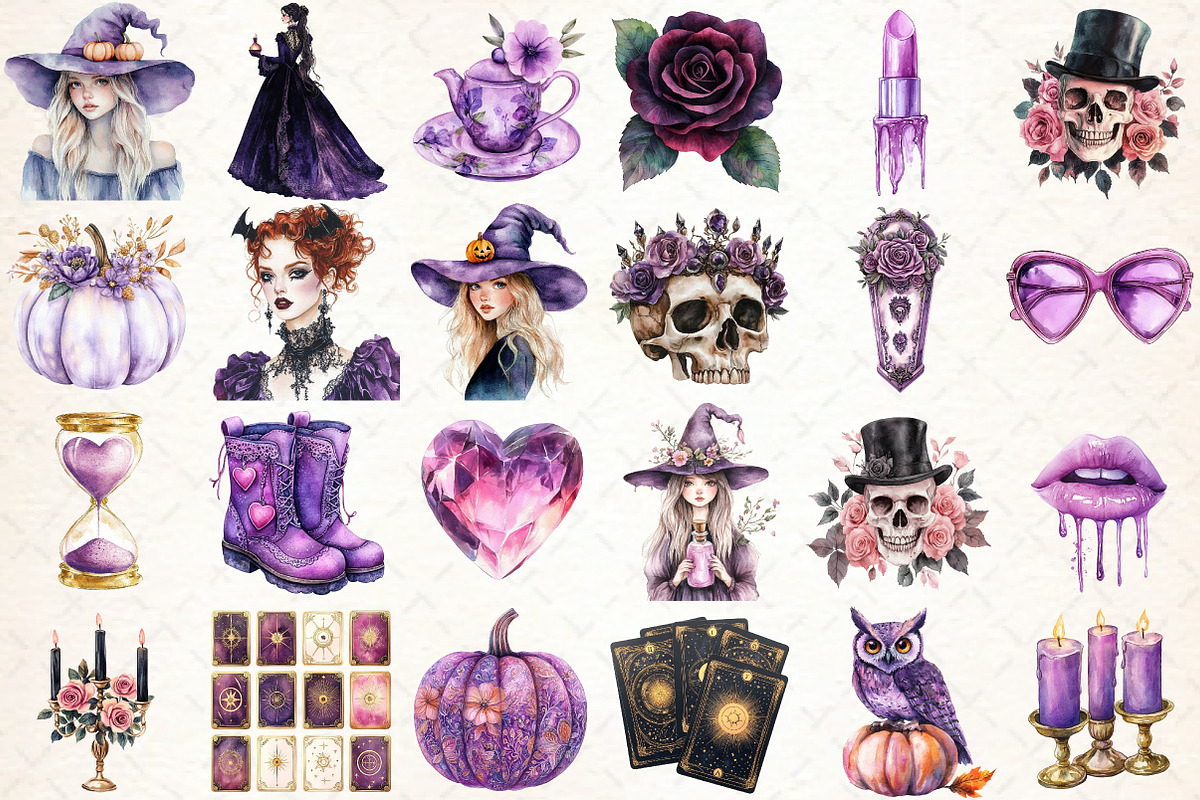 Romantic Halloween Clipart, an Illustration by Libby Wishes (Photo 2 of 7)