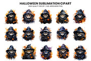 Halloween Cat Witch Clipart Bundle, a Seasonal Illustration by Creative Arslan (Thumbnail 2 of 9)