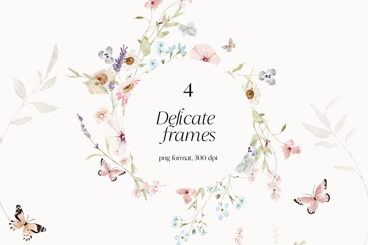 Watercolor wildflowers & Bunnies Set, a Graphic by Grace Noboa Illustrations (Photo 7 of 14)