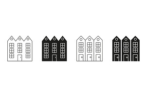 Townhouses Icons, an Object Illustration by Gentle Studio