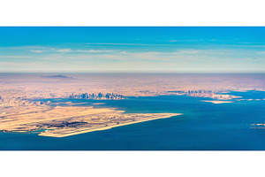 Aerial view of doha and hamad international airport qatar the middle east, a Transportation Photo by Leonid Andronov