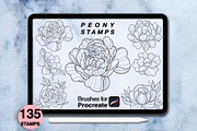 135 procreate peony stamps, a Brush Add-On by Arts For Peace (Thumbnail 7 of 10)