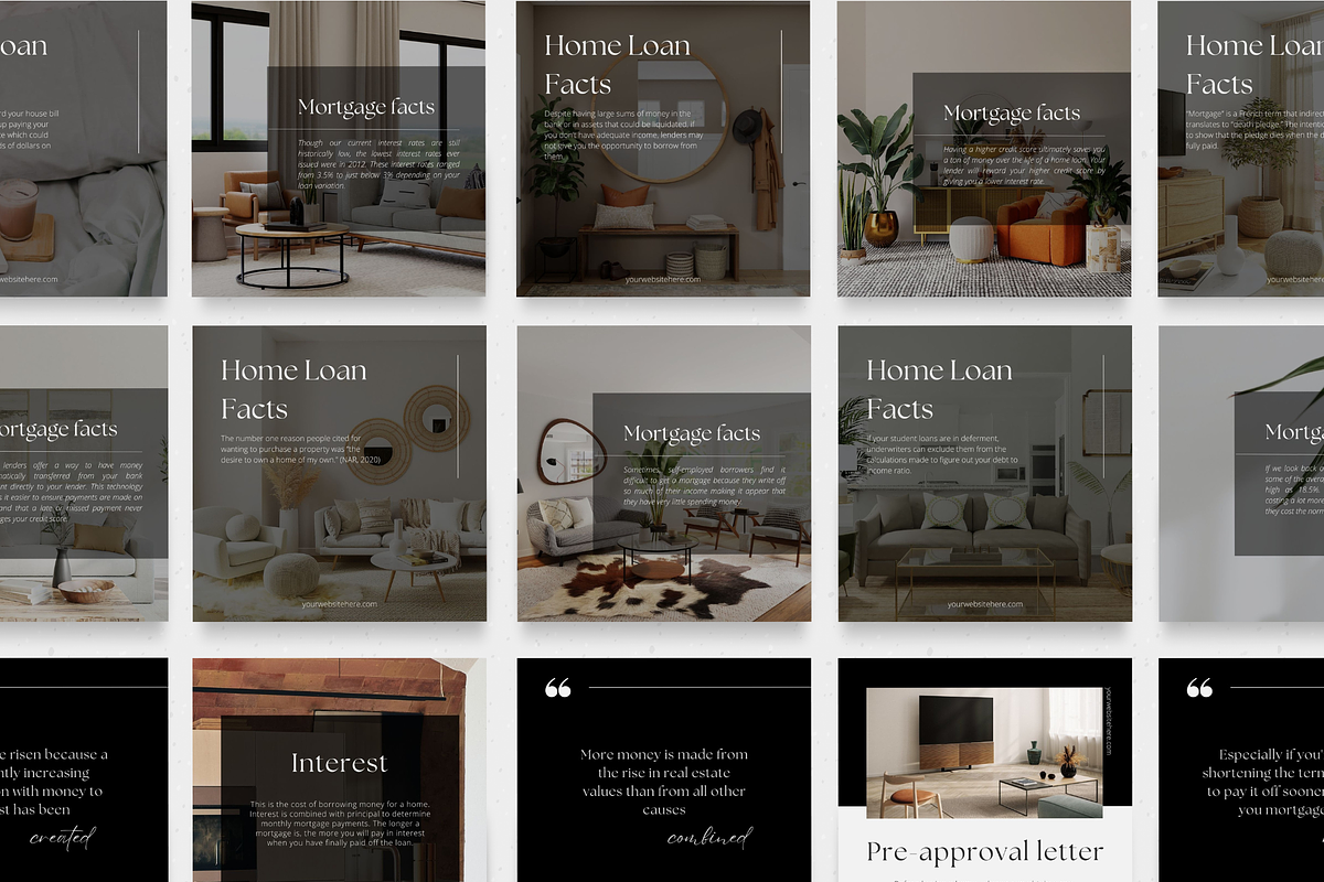 100 Mortgage Broker Posts Black, a Social Media Template by ZoaniDesign (Photo 8 of 10)