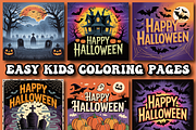 Happy Halloween Kids Coloring Pages, a Seasonal Illustration by Printable Design Store (Thumbnail 2 of 4)