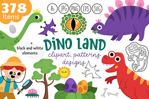 Dino land clipart and designs, an Animal Illustration by Lexi Claus