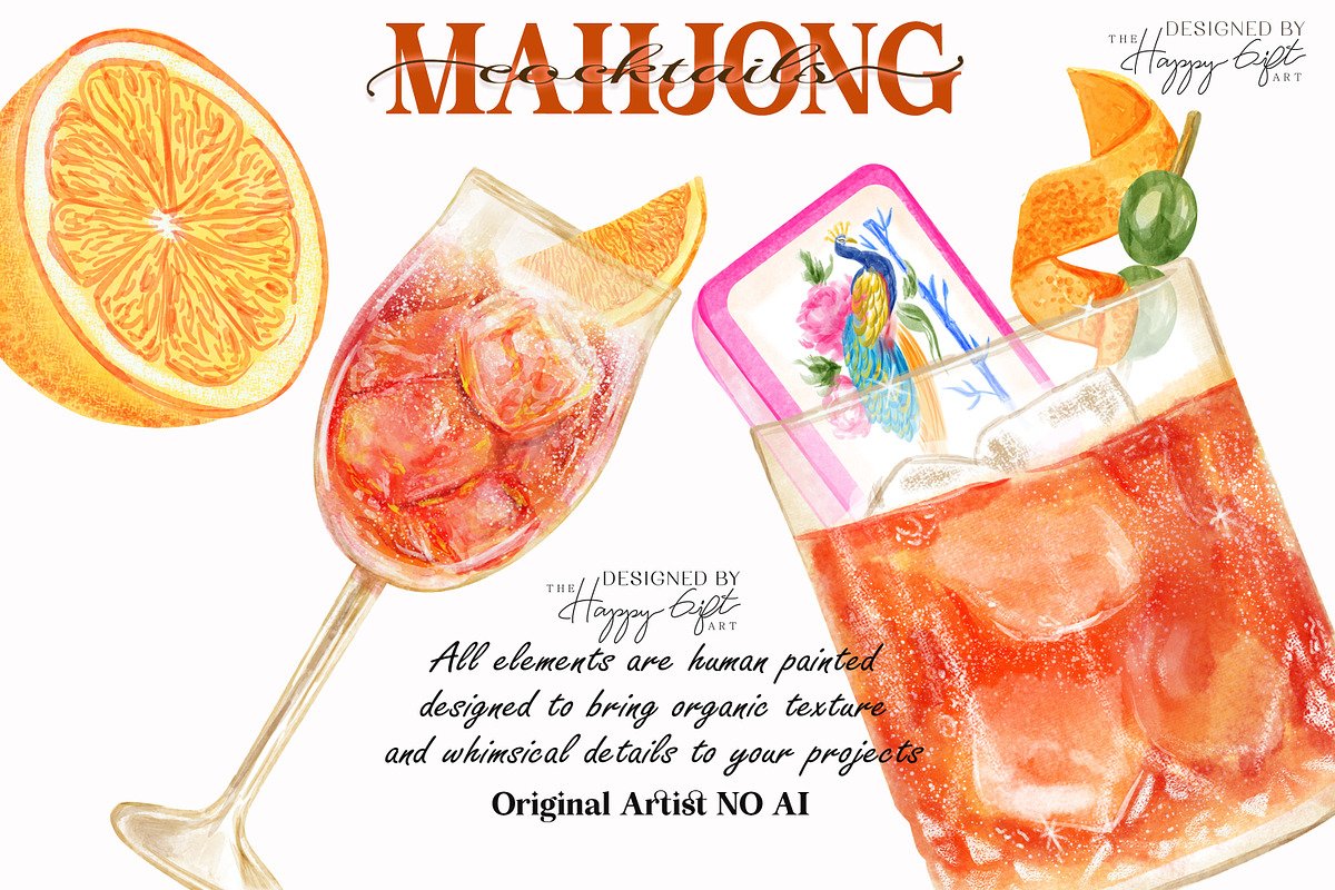 Aperitivo Mahjong Cocktails, a Food Illustration by TheHappyGiftArt (Photo 7 of 10)