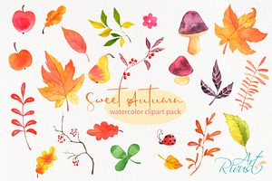 Cute Fall Watercolor Foxes Clipart