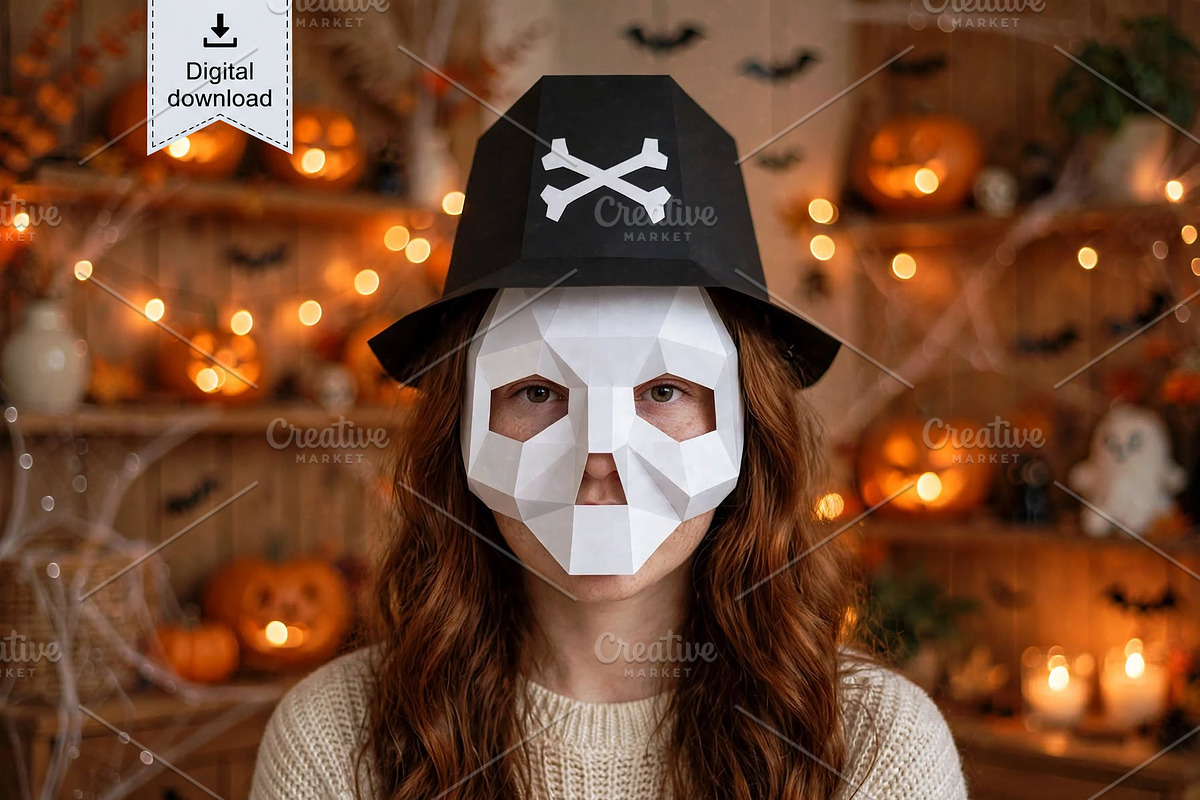 Halloween Skull Mask - 3d papercraft, a Card Template by PAPER amaze (Photo 1 of 4)