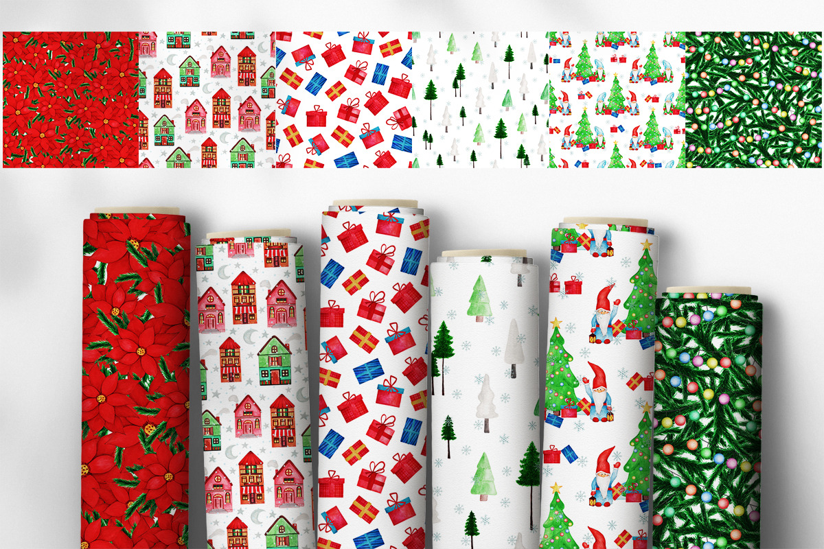 Watercolor Christmas Patterns, a Pattern Graphic by Diana Kovach (Photo 3 of 7)