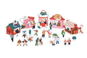 Christmas market, fair & tiny people, a Seasonal Illustration by Good Studio