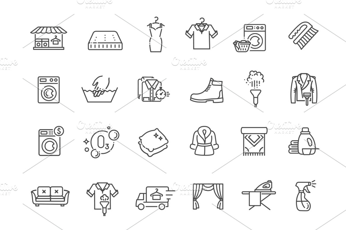 Laundry Services Icons, an Outline Icon by Tettygreen (Photo 2 of 2)