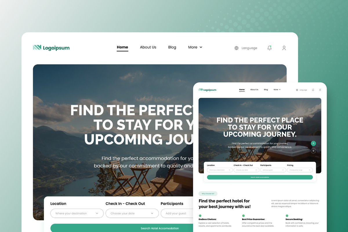 Travel Book Ease Hotel Landing Page, a Landing Page Template by SquidPixey (Photo 2 of 5)