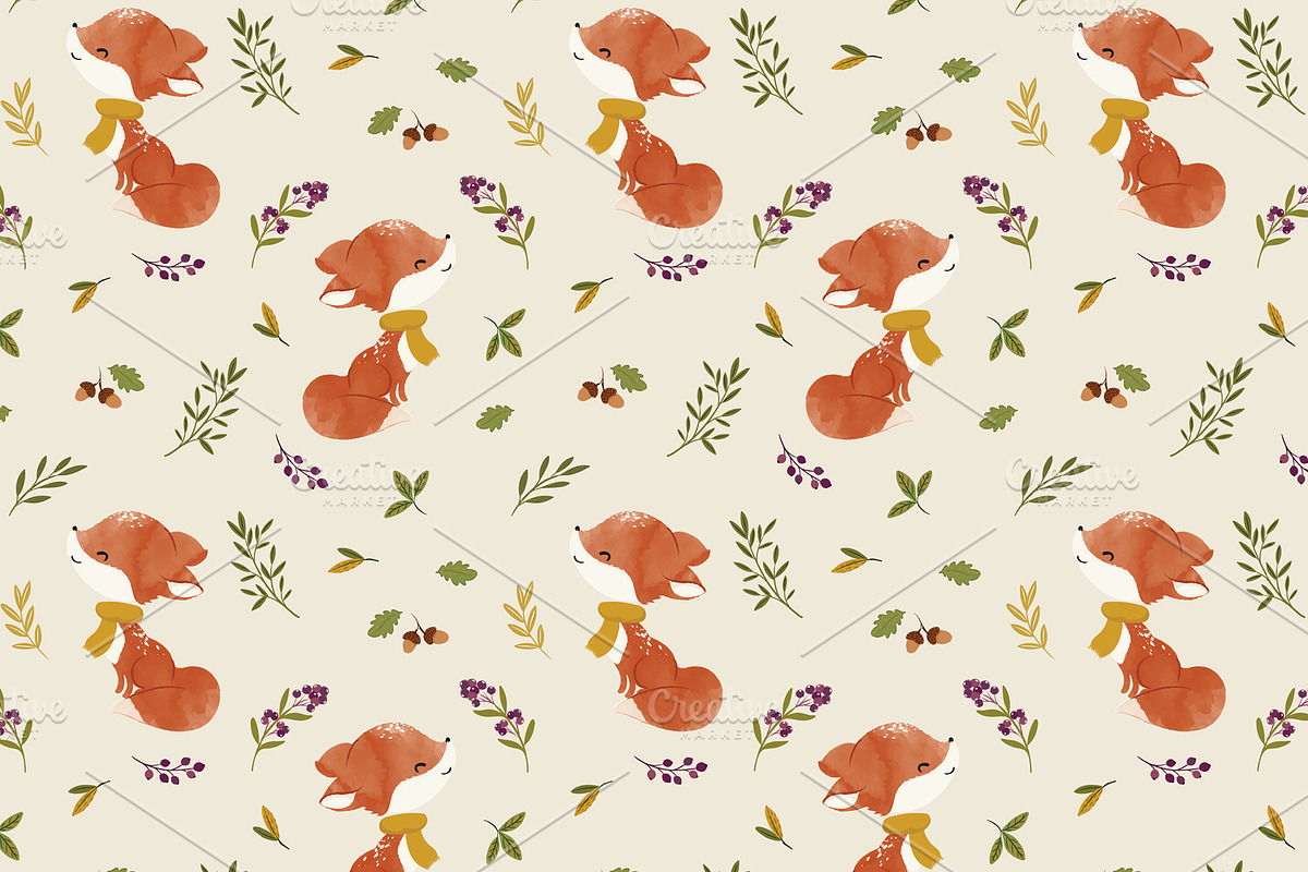 Cute fox vector. Fox pattern print, an Animal Illustration by StudioLondon (Photo 3 of 6)