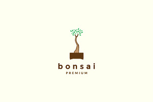 Colorful Bonsai Plant Logo Symbol