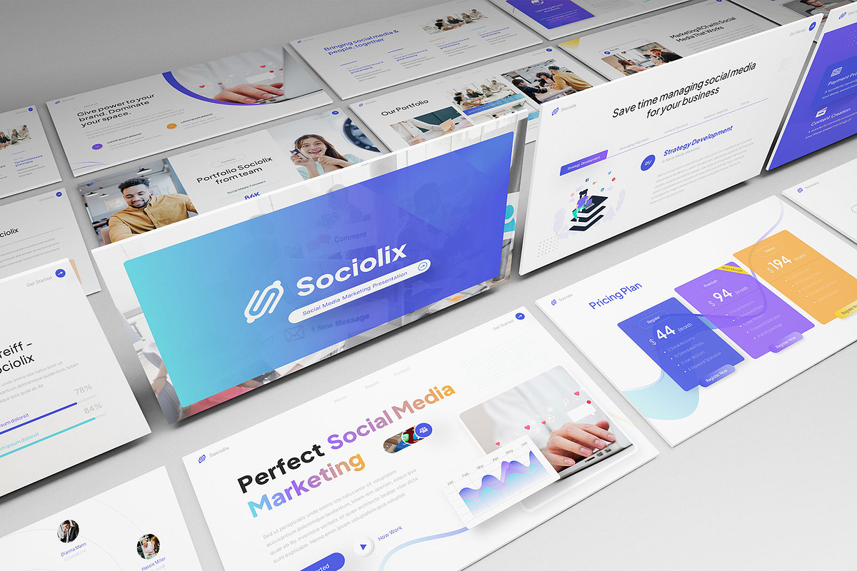 Social Media Marketing PowerPoint, a Presentation Template by Pixslides (Photo 1 of 7)