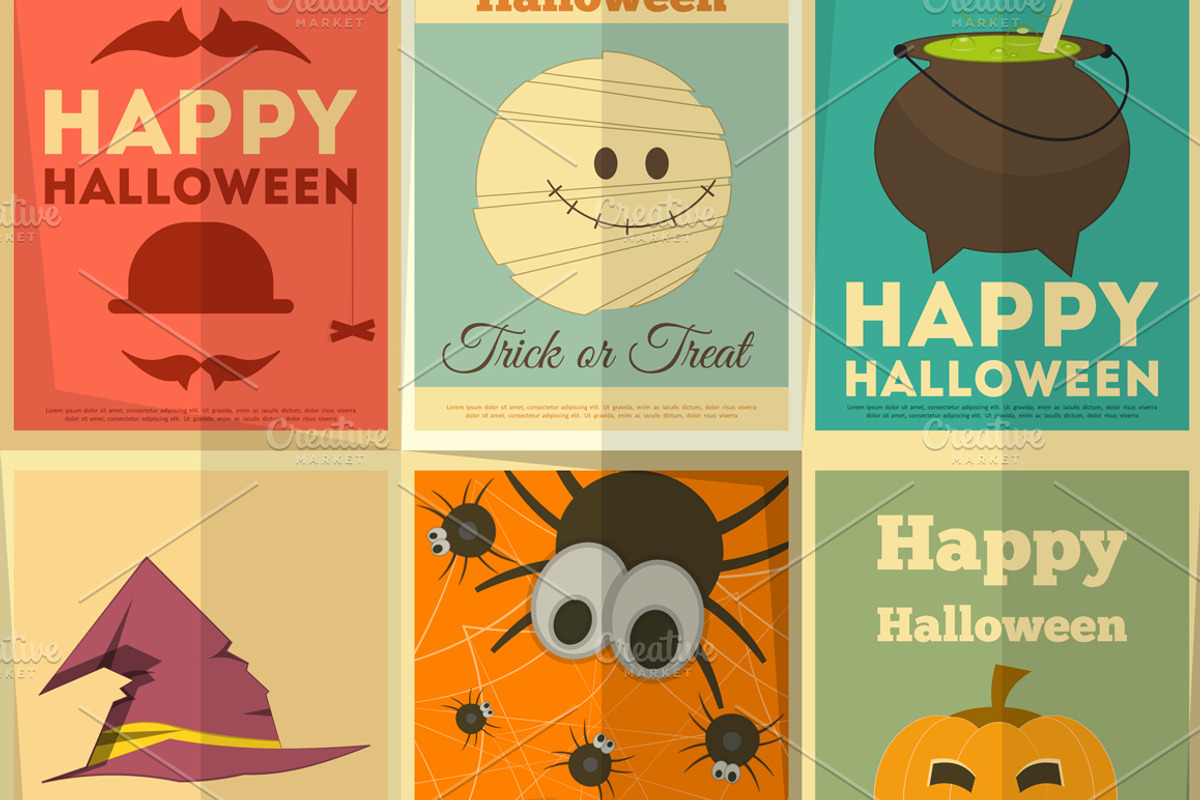 Halloween posters set, an Object Illustration by ELFIVETROV DESIGN (Photo 1 of 2)