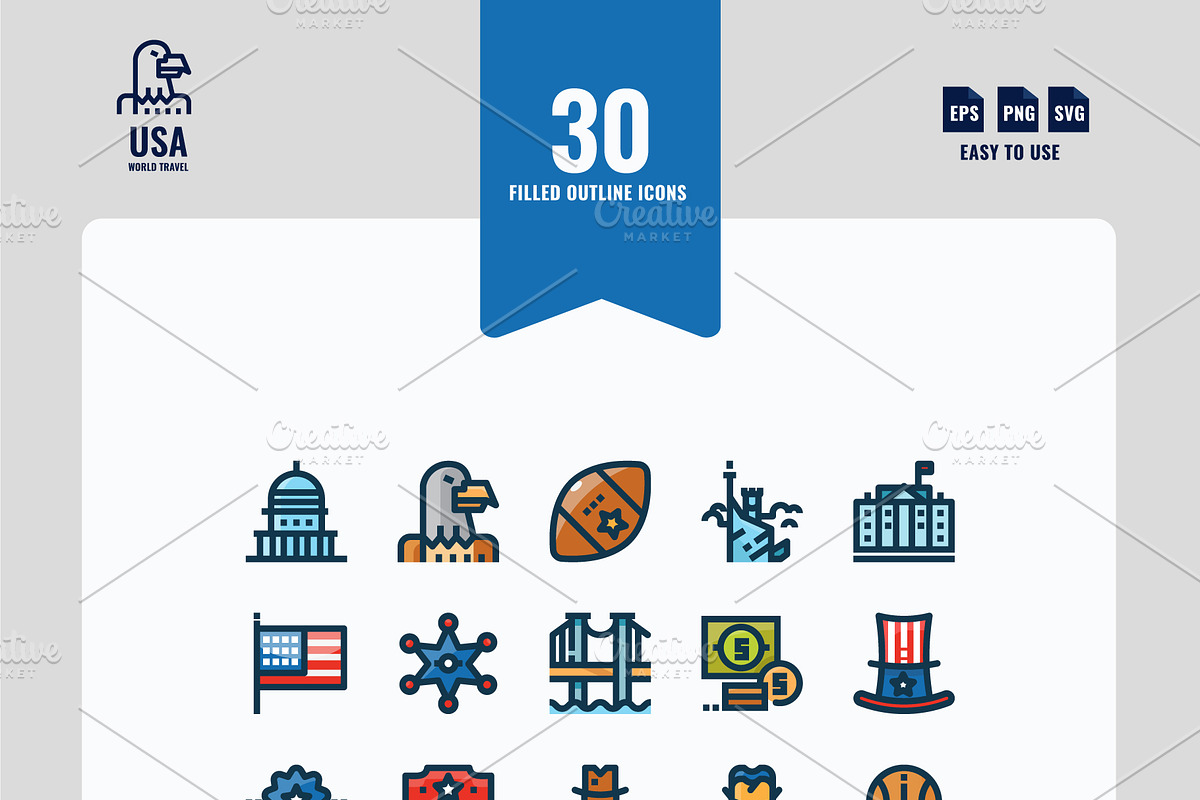 USA (United States) 90 Icons, an Icon by Foxyard studio (Photo 4 of 4)