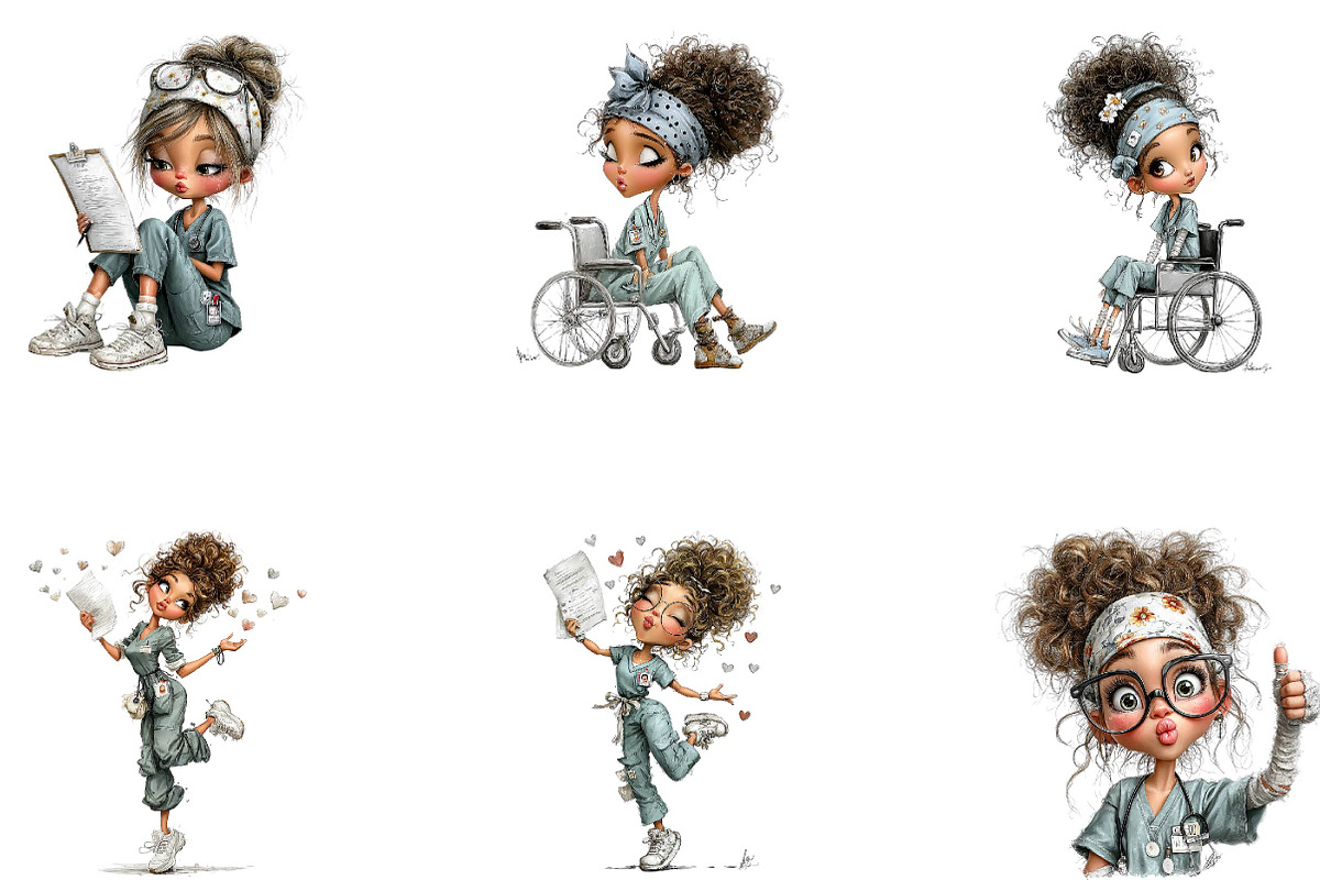 Whimsical Nurse Girl Clipart Bundle, a Seasonal Illustration by CreationArt (Photo 5 of 5)