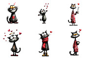 Valentines Whimsical Cat Clipart, an Illustration by CreationArt (Thumbnail 6 of 6)