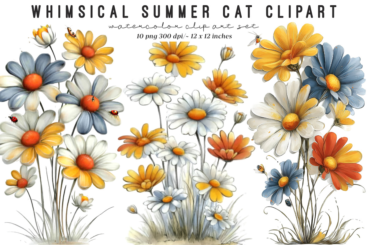 Summer Flowers Clipart, an Illustration by SinaCreation (Photo 1 of 9)
