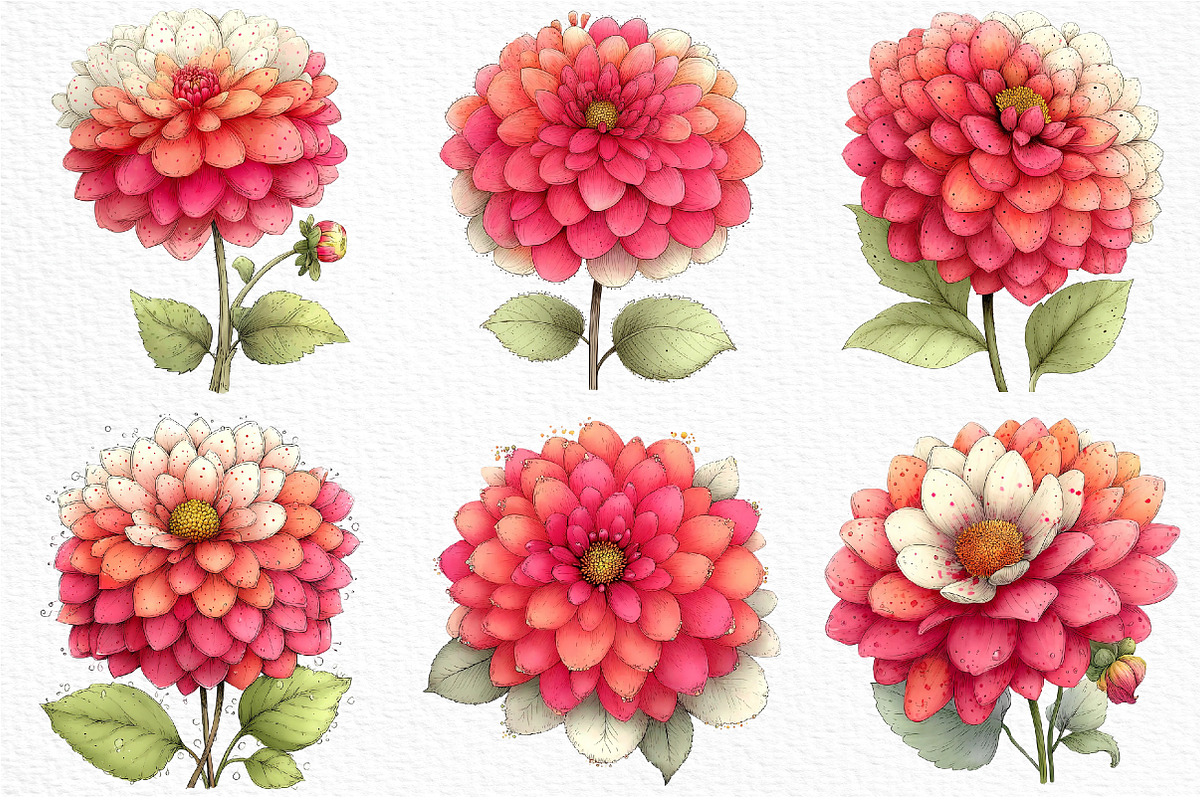 Whimsical Spring Dahlia Flower Png, an Illustration by Craft Nest (Photo 5 of 11)
