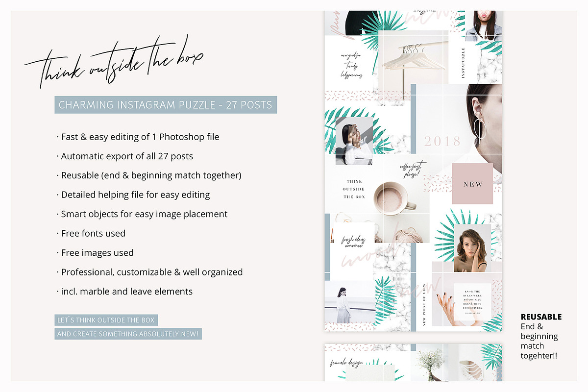 Charming Instagram Puzzle Template, a Social Media Template by AgataCreate (Photo 2 of 5)