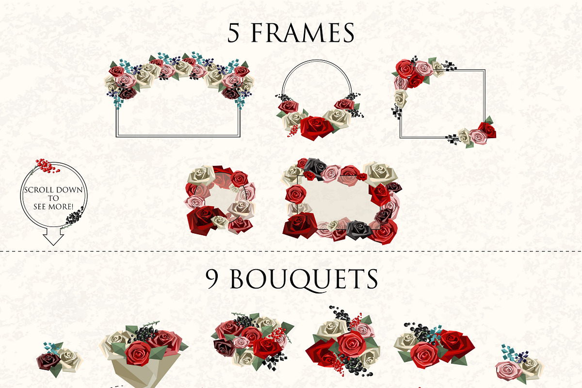 Eternal Love. Vintage low poly set, an Object Graphic by Satika (Photo 3 of 10)