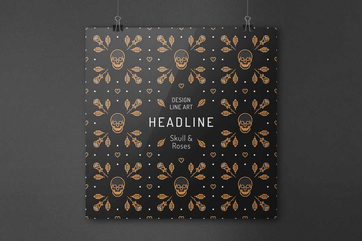 Skull & Roses: patterns, frames, a Pattern Graphic by ClipartMuchLove (Photo 5 of 8)