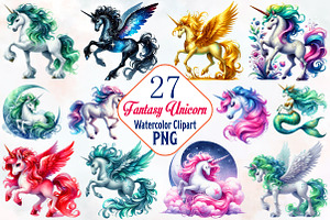 Fantasy unicorn clipart, an Illustration by RobertsArt