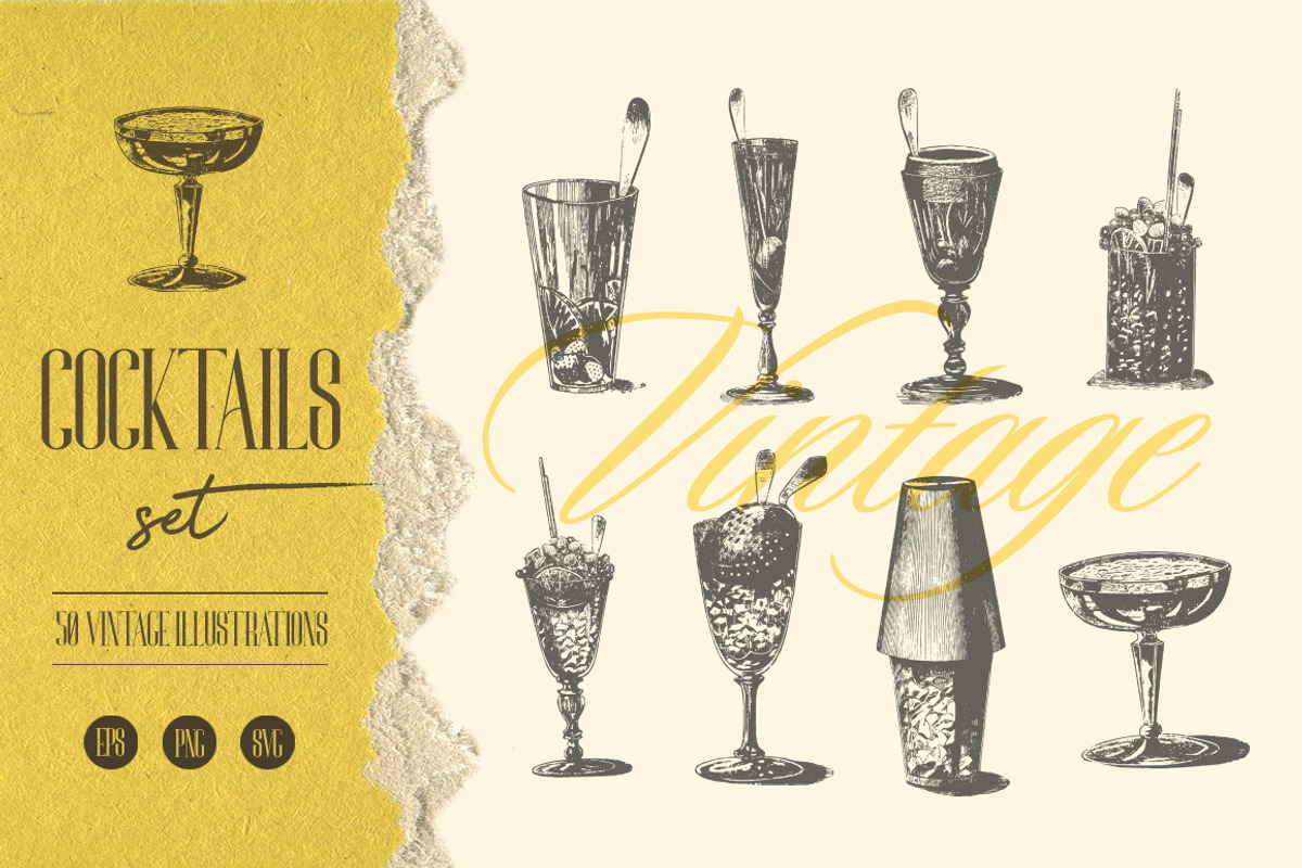 Vintage Cocktails, a Food Illustration by Retro Machine (Photo 1 of 7)