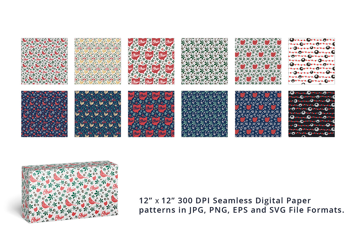 Ohio Seamless Patterns Papers, a Pattern Graphic by BeesDesign (Photo 3 of 4)