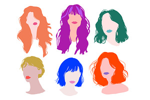 Set of 6 colorful flat hairstyles, a Person Illustration by esylvia