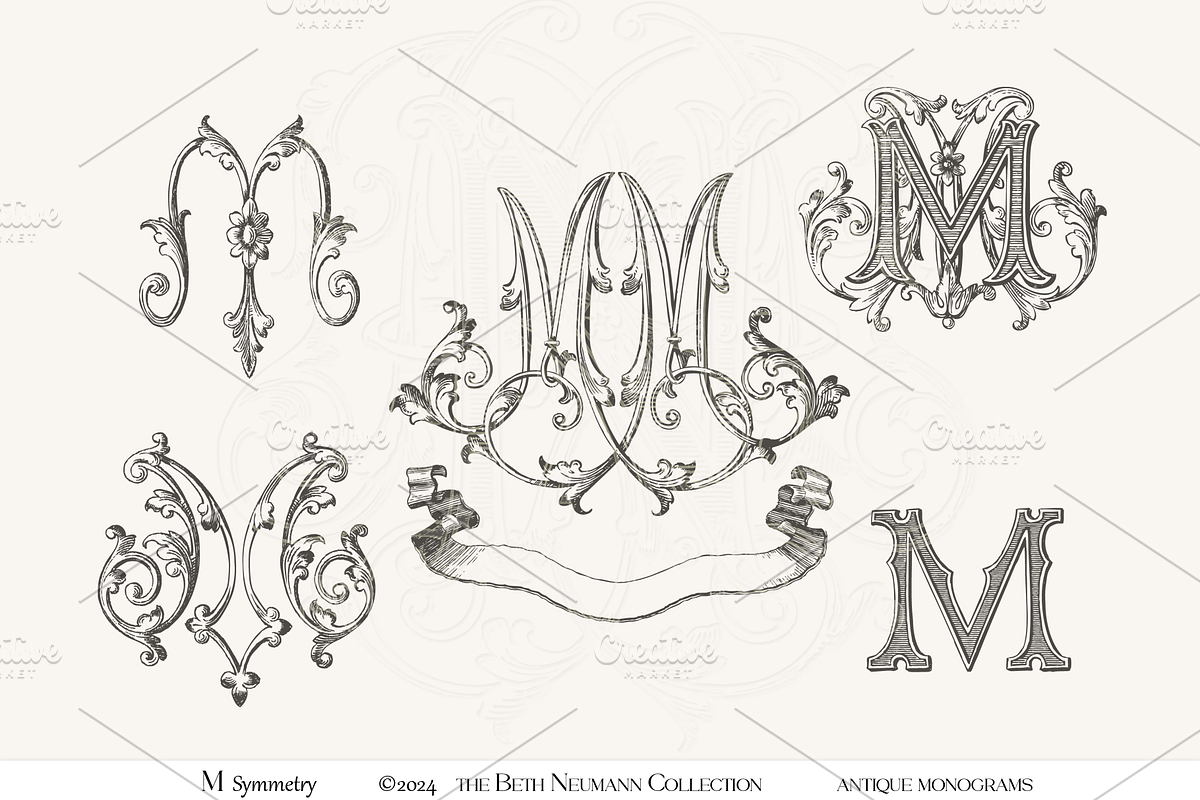 Antique Vintage Monogram Initial M, an Object Graphic by Antique Monograms (Photo 1 of 4)