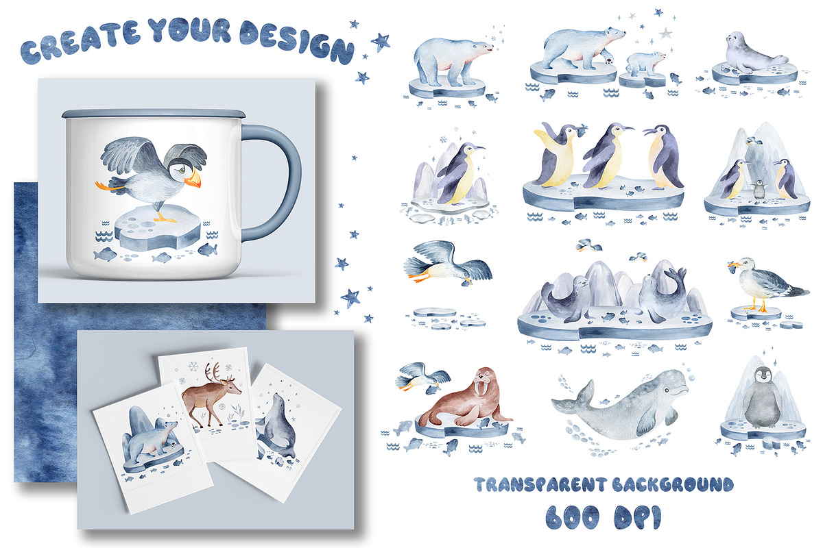 Polar Animals Watercolor Collection, an Animal Illustration by LenArt (Photo 6 of 16)