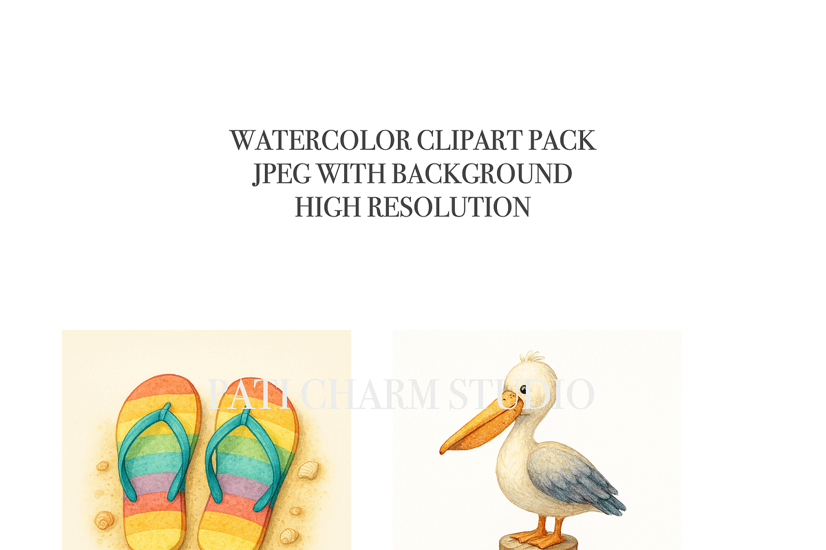 Beach Clipart Set, a Decorative Illustration by Pati Charm Studio (Photo 5 of 7)