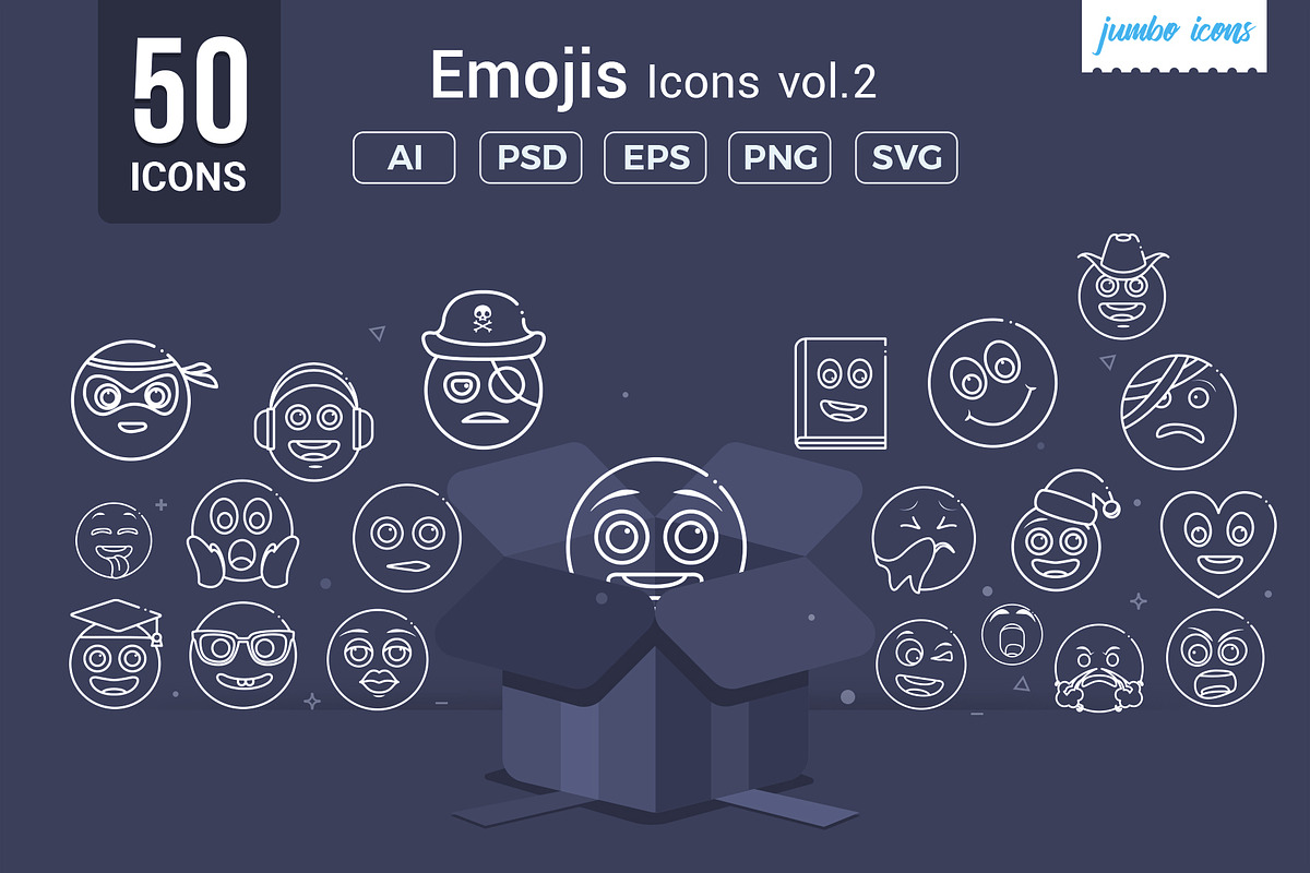 Emojis Line Icons V2, an Outline Icon by Jumbo Icons (Photo 1 of 5)