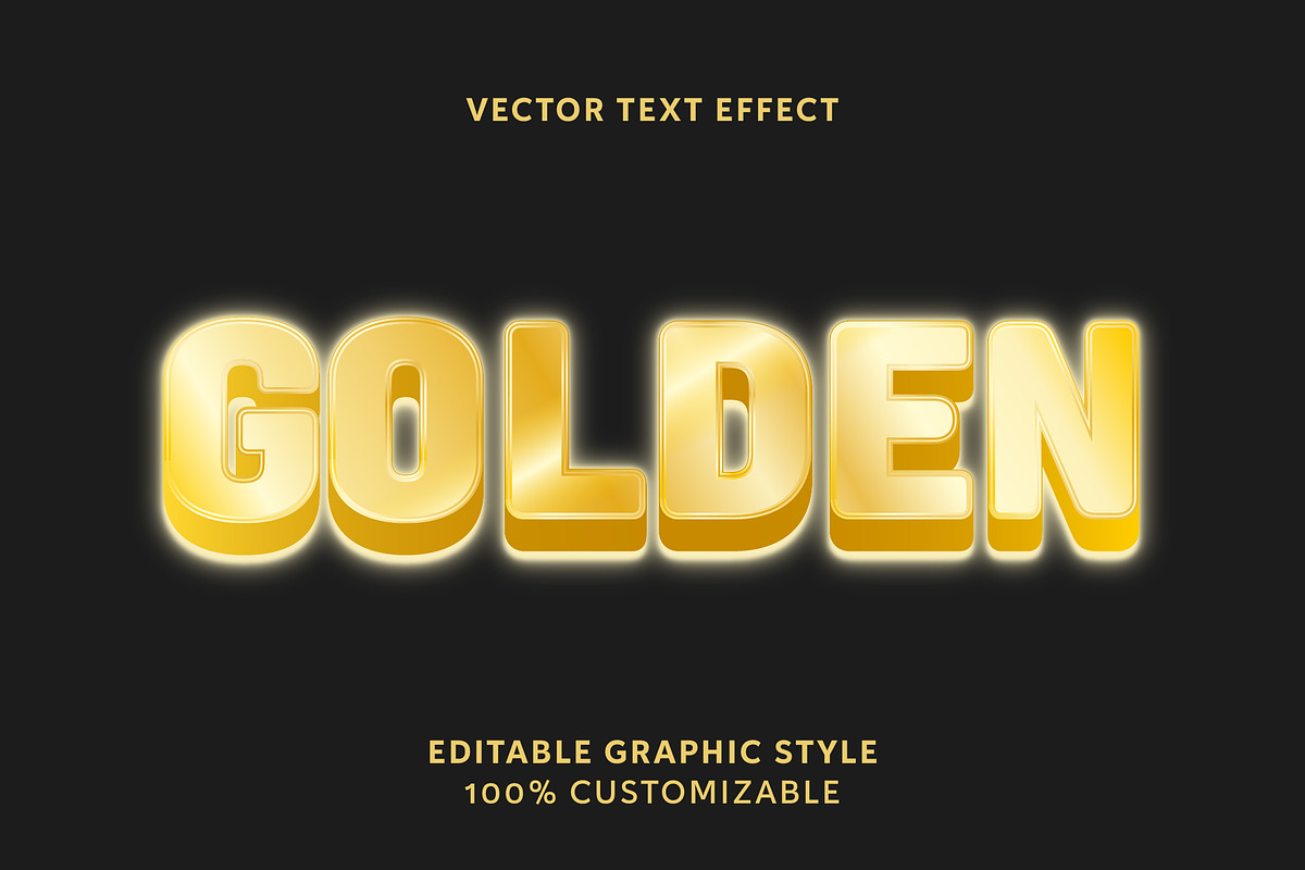 Glossy Golden Rounded Text Effect